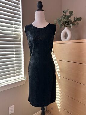 INC International Concepts Black Textured Sleeveless Sheath Dress